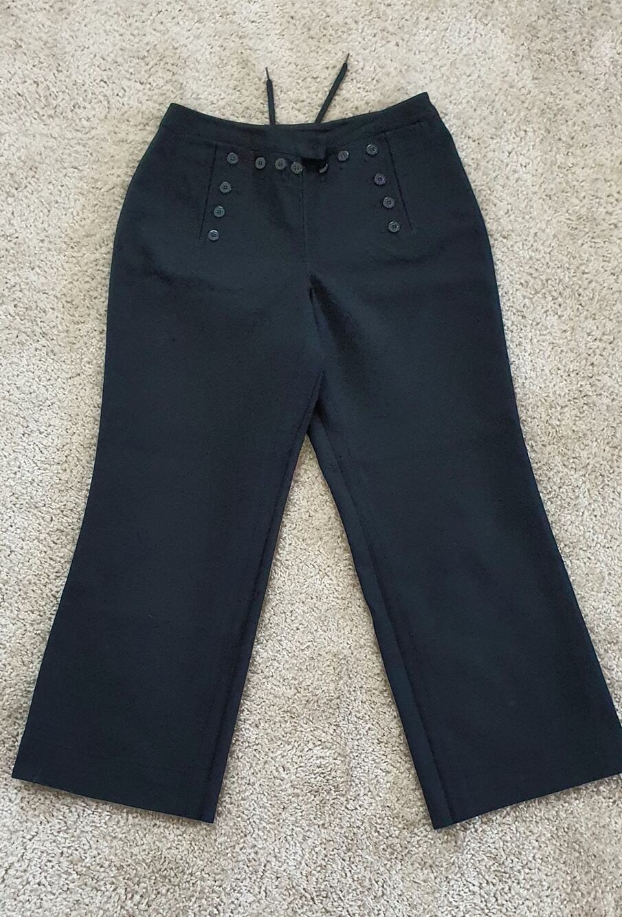 Vintage Military Navy Blue Wool Wide Leg Pants Sailor Navel Women's Size 12WR